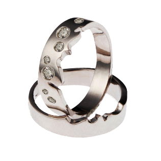 Love Times Love 1/2 set | Men's Wedding Ring | 18k White Gold - Click Image to Close